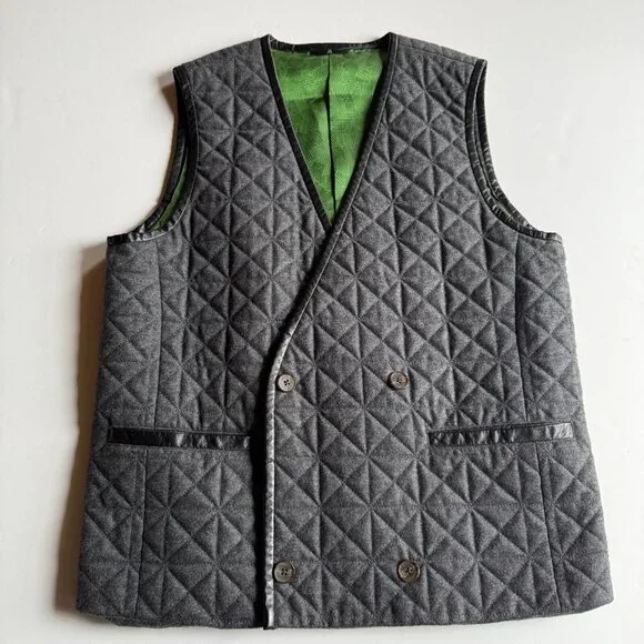 Lanvin Collection Quilted Grey Wool Vest - Size 50 (M/L) -  Made in Japan - Picture 3 of 9